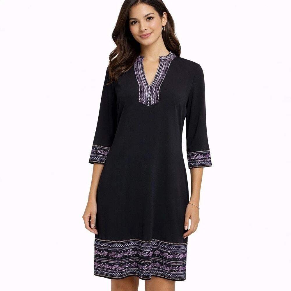 White House Black Market Black Printed A Line Dress Size XXS